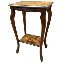Vintage Italian Burled Wood With Inlay Accent Table