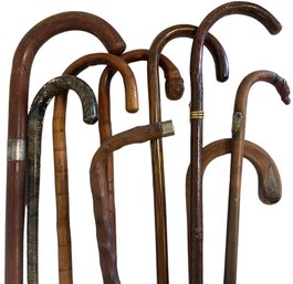 Group Of Nine Vintage Cane Walking Sticks (GD)