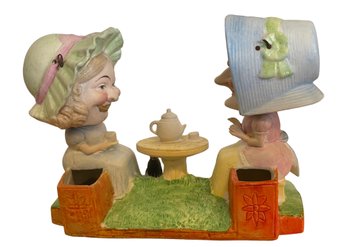 Antique Nodder Pin Tray 'Two Ladies At Tea' By Schafer & Vater (M)