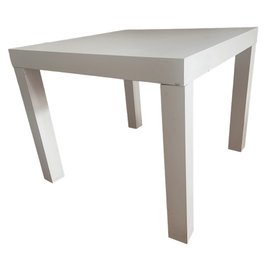 Small White Laminate Parsons Style Accent Table