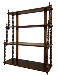 Victorian Walnut What-Not Etagere Shelf With Turned Spindles