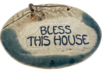 Ceramic 'Bless This House' Wall Plaque 9' X 6'