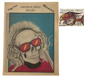 Grateful Dead 1980 'Zevon' Stage Pass Brochure & 1991 Backstage Pass
