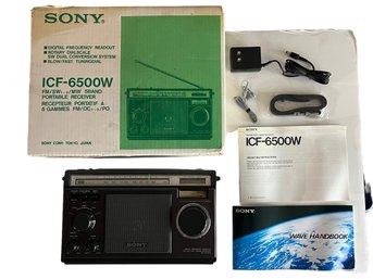 Vintage SONY ICF-6500W- SW/FM Portable 5 Band Radio In Original Box 7350W