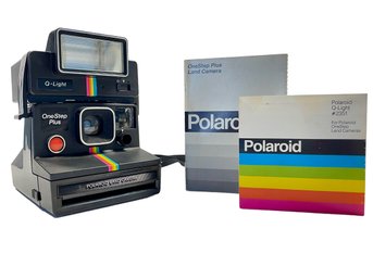 Vintage Polaroid One Step Plus Q-Light Flash Camera & Manuels