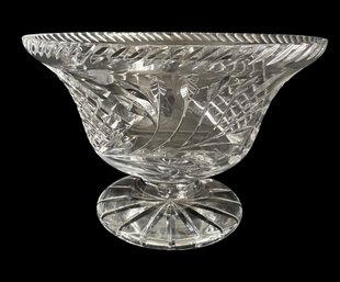 Vintage Heavily Cut Crystal Footed Pedestal Bowl (C)