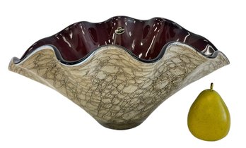 Large Modernist Art Glass Centerpiece Bowl By Josefina 16' X 8'