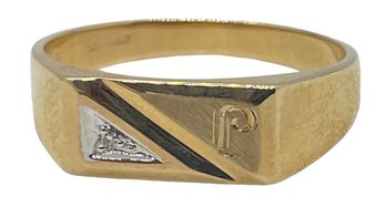 Men's 10K Gold Initial Ring With Diamond Accent 2.3 DWT