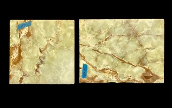 2 Pieces Of Green Marble With Brown Veins