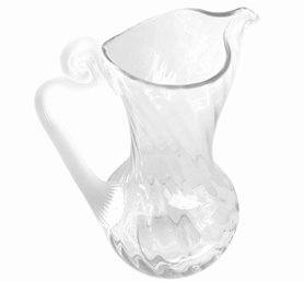 Tall Vintage Optic Ice Lipped Pitcher With Satin Glass Handle 12'