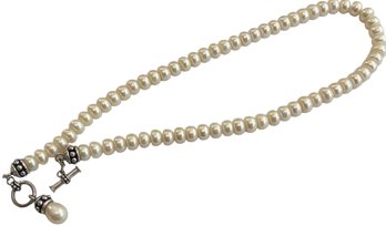 Sterling Silver And Genuine Pearl Neckpiece