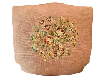 Dusty Rose Floral Needlepoint Chair Seat