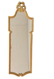 Slender Vintage Faux Wood Gilt Wall Mirror