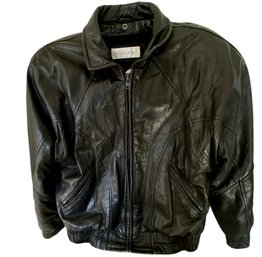 Vintage Mens Leather Jacket By Andrew Marc Circa 1980s