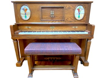 1980s Universal Player Piano With Over 100 Music Rolls