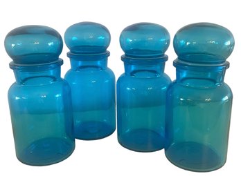 Four MCM Aqua Apothecary Jars From Belgium