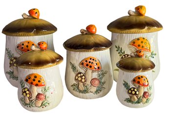 Vintage Set Of Mushroom Canisters 1976 SEARS ROEBUCK CO,