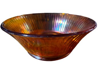 Fenton Inspired Vintage Orange Carnival Glass Serving Bowl