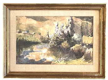 Signed Watercolor Impressionist Painting By Israeli Artist
