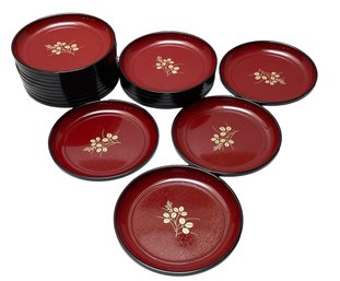 Set Of 19 Japanese Lacquer Look Tabletop Cocktail / Sushi Plates