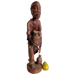 Finely Carved Folk Art Sculpture Of A Caribbean Man 27'