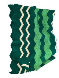 Hand Crocheted Vintage Green Afghan Blanket