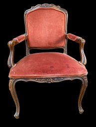Red Velvet Wood Arm Chair Sturdy Original Springs
