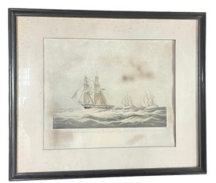 1834 Ship Engravure By C. Rosenberg. Painted By W. J. Hugginss (F)