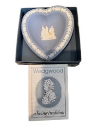 Vintage Mid Century Wedgwood Heart Shaped Jasperware Dish - Cornflower Blue