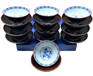 Set Of Twenty Japanese Glazed Porcelain Footed And Low Bowls