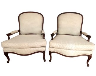 A Pair Of Vintage French Provincial Arm Chairs By Sanmore Furniture Co.