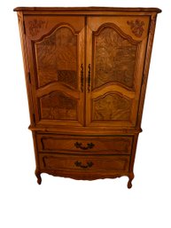 French Louis XVI Entertainment Armoire With Burled Inlay