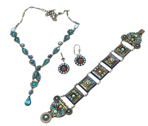 Adaya Collection - Bracelet, Neckpiece And Earrings From Israel