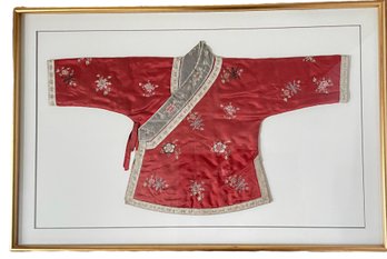 Late 1800s Qing Dynasty - Chinese Embroidered Red Childs Robe