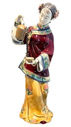 Fine Chinese Porcelain Figurine Of Woman Pouring Tea