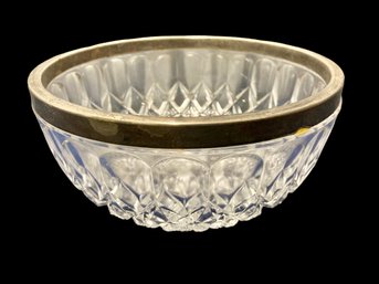 Beautiful Vintage Silver Trimmed Cut Glass Bowl