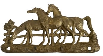 Vintage Brass Grazing Horses Key Holder