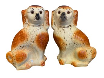 Tall Pair Staffordshire Porcelain Dogs (A)