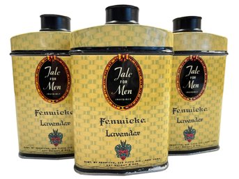 Three Tins 1930s 'Fenuiche Lavender' Talc For Men Powder