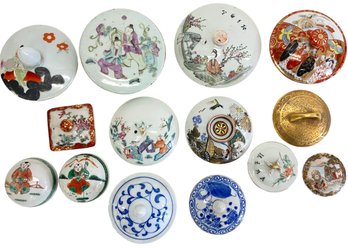 A Collection Of Asian Porcelain Lids