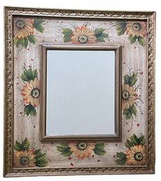 Decorative Wood Mirror With Flowers