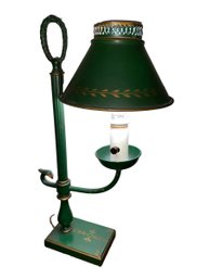 Vintage Green Tole Desk Lamp