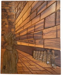 Vintage Olive Wood Plaque Of The Wailing Wall