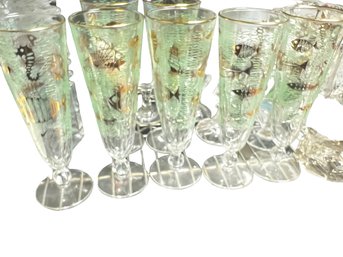 MCM Gold Decorated Pilsner Glasses Aquatic Theme