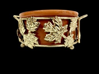 Serving Dish Metal Holder With Maple Leaf Design