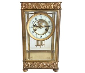 Rare Antique Waterbury 'Aubert' Gilded Striking Mantle Clock