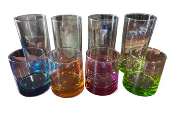 Set Of 8 Colored Barware Glasses