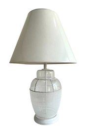 Mid Century Glass Table Lamp With Applied Dipple Facade