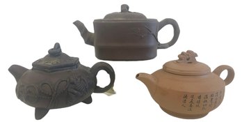 Trio Of Vintage Japanese & Chinese Small Teapots