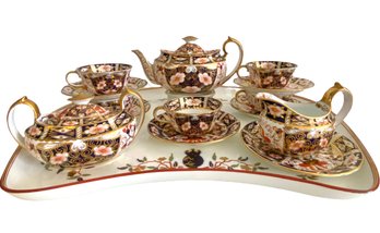 Elegant English Royal Crown Derby Traditional Imari Tea Set Plus